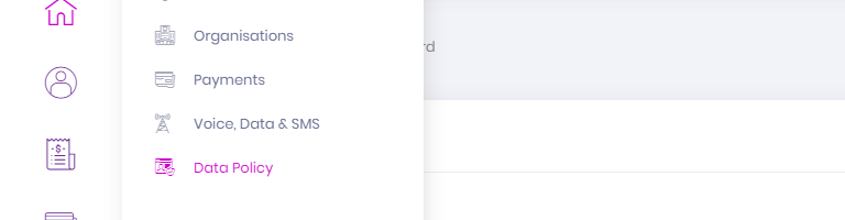 The Data Policy navigation menu item